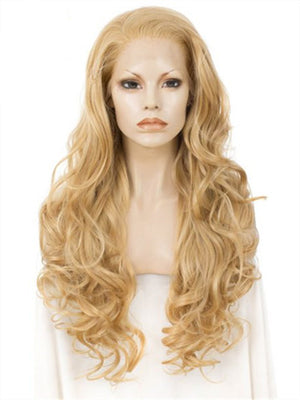 Long Gold Medal Loose Wave Synthetic Lace Front Wig - FashionLoveHunter