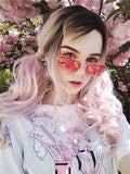 Long Dusty Rose Light Pink Wave Synthetic Lace Front Wig - FashionLoveHunter