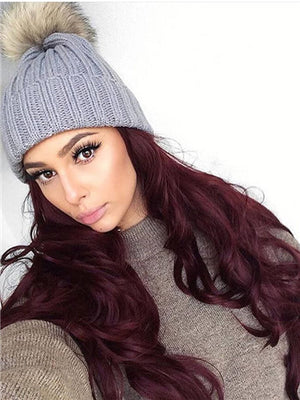 Long Gloxinia Reddish Purple Wave Synthetic Lace Front Wig - FashionLoveHunter