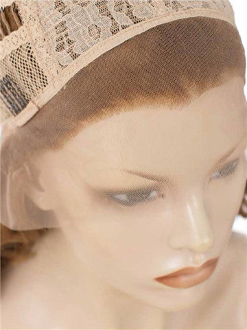 Long Golden Bronze Brown Wave Synthetic Lace Front Wig - FashionLoveHunter