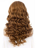 Long Golden Bronze Brown Wave Synthetic Lace Front Wig - FashionLoveHunter
