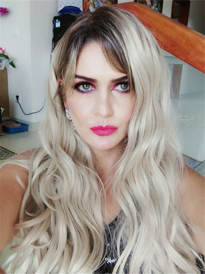 Long Gorgeous Caramel Blonde Ombre Synthetic Lace Front Wig