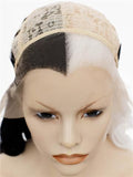 Long Half Black & Half White Wavy Synthetic Lace Front Wig - FashionLoveHunter