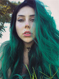Long Lake Green Ombre Wave Synthetic Lace Front Wig - FashionLoveHunter