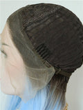 Long Light Cerulean Bright Blue Straight Synthetic Lace Front Wig - FashionLoveHunter
