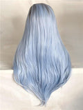 Long Light Cerulean Bright Blue Straight Synthetic Lace Front Wig - FashionLoveHunter