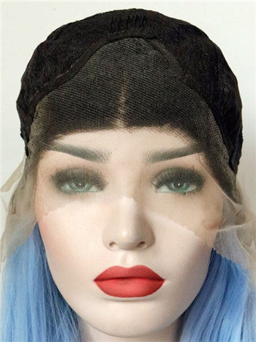 Long Light Cerulean Bright Blue Straight Synthetic Lace Front Wig - FashionLoveHunter