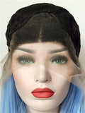 Long Light Cerulean Bright Blue Straight Synthetic Lace Front Wig - FashionLoveHunter