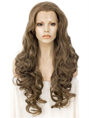 Long Light Chestnut Brown Loose Wave Layered Synthetic Lace Front Wig - FashionLoveHunter