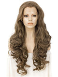Long Light Chestnut Brown Loose Wave Layered Synthetic Lace Front Wig - FashionLoveHunter