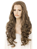 Long Light Chestnut Brown Loose Wave Layered Synthetic Lace Front Wig - FashionLoveHunter
