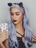 Long Light Lavender Cloud Wave Synthetic Lace Front Wig