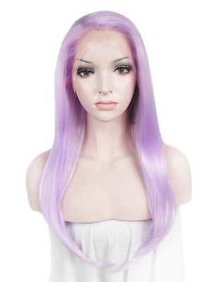Long Pale Lavender Synthetic Lace Front Wig - FashionLoveHunter