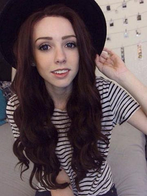Long Dark Chestnut Brown Wavy Synthetic Lace Front Wig - FashionLoveHunter