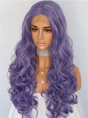 Long Medium Purple Wave Synthetic Lace Front Wig