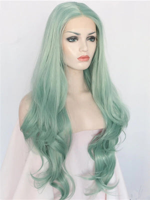 Long Medium Sea Green Wave Synthetic Lace Front Wig