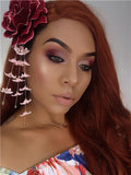 Long Middle-Part Copper Reddish Brown Wave Synthetic Lace Front Wig