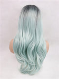 Long Mint Absinthe Green Ombre Synthetic Lace Front Wig - FashionLoveHunter