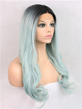 Long Mint Absinthe Green Ombre Synthetic Lace Front Wig - FashionLoveHunter