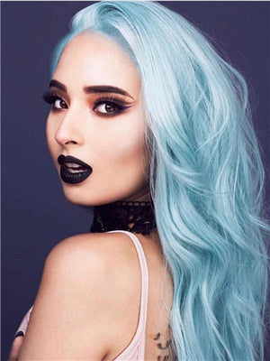 Long Mint Green Wave Synthetic Lace Front Wig - FashionLoveHunter