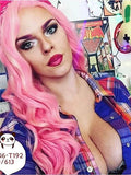 Long Peony Mixed Pink Wave Synthetic Lace Front Wig - FashionLoveHunter