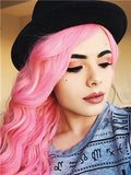 Long Peony Mixed Pink Wave Synthetic Lace Front Wig - FashionLoveHunter