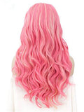Long Peony Mixed Pink Wave Synthetic Lace Front Wig