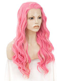 Long Peony Mixed Pink Wave Synthetic Lace Front Wig