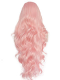 Long Pink Wave Cupcake Synthetic Lace Front Wig - FashionLoveHunter
