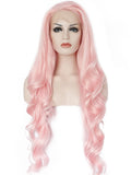 Long Pink Wave Cupcake Synthetic Lace Front Wig - FashionLoveHunter