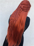 Long Reddish Brown Autumn Twilight Copper Straight Synthetic Lace Front Wig