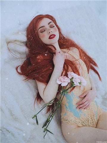 Long Reddish Brown Autumn Twilight Copper Straight Synthetic Lace Front Wig - FashionLoveHunter