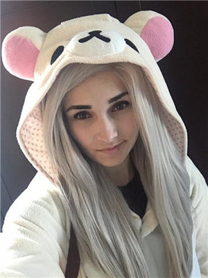 Long Silver Grey Straight Synthetic Lace Front Wig - FashionLoveHunter