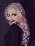 Long Silver Light Purple Wave Synthetic Lace Front Wig - FashionLoveHunter