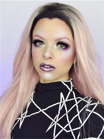 Long Soft Pink Sakura Ombre Synthetic Lace Front Wig - FashionLoveHunter