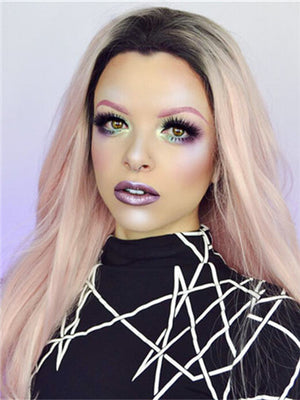 Long Soft Pink Sakura Ombre Synthetic Lace Front Wig - FashionLoveHunter