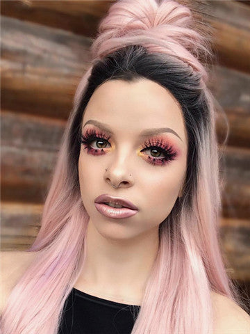 Long Soft Pink Sakura Ombre Synthetic Lace Front Wig - FashionLoveHunter