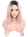 Long Soft Pink Sakura Ombre Synthetic Lace Front Wig - FashionLoveHunter