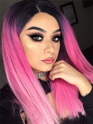 Long Splendid Pink To Blonde Ombre Wavy Synthetic Lace Front Wig - FashionLoveHunter