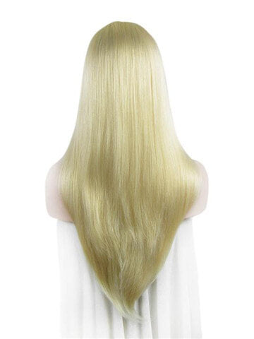 Long Straight Bright Blonde Rod Yellow Synthetic Lace Front Wig