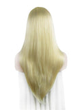 Long Straight Bright Blonde Rod Yellow Synthetic Lace Front Wig