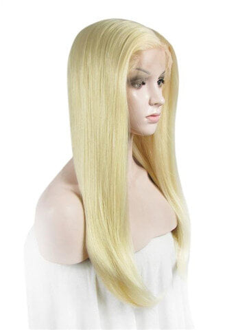 Long Straight Bright Blonde Rod Yellow Synthetic Lace Front Wig