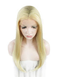 Long Straight Bright Blonde Rod Yellow Synthetic Lace Front Wig