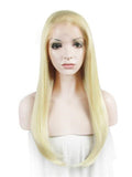 Long Straight Bright Blonde Rod Yellow Synthetic Lace Front Wig