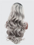Long Stylish Enhancing Gray Ombre Wave Synthetic Lace Front Wig - FashionLoveHunter