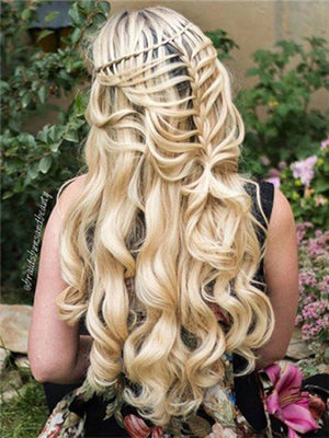 Long Sugar Cookie Gold Wave Synthetic Lace Front Wig - FashionLoveHunter