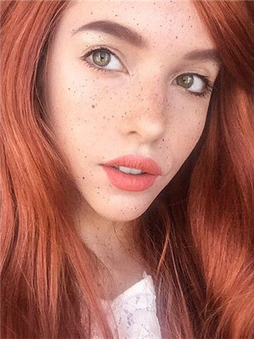 Long Sulphureus Copper Free-Part Wave Synthetic Lace Front Wig - FashionLoveHunter