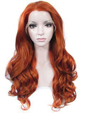 Long Sulphureus Copper Free-Part Wave Synthetic Lace Front Wig - FashionLoveHunter