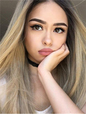 Long Sunshine Lemonade Ash Golden Synthetic Lace Front Wig - FashionLoveHunter