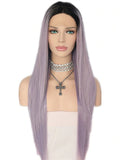 Long Thistle Light Purple Ombre Synthetic Lace Front Wig